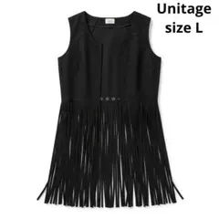 Unitage ユニテージ アンティローザ　裾フリンジロングベスト/ロングジレ