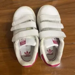 adidas ホワイト ピンク スニーカー ベルクロ