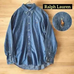 ラルフローレン デニムシャツ ポニーロゴ刺繍 ボタンダウン XL