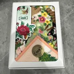 FEIDER 猫と花の刺繍ハンカチ　新品未使用