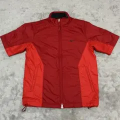 NIKE GOLF ナイロンジャケット ジップアップ 半袖 レッド M BY55