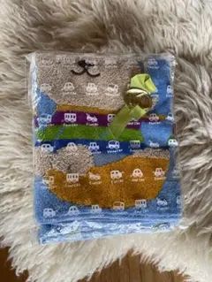 【未使用】レインボーベア　フェイスタオル（青）ひも付き