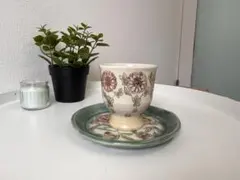 喜多里加 手作り 花柄陶器カップとプレートセット - メルカリ