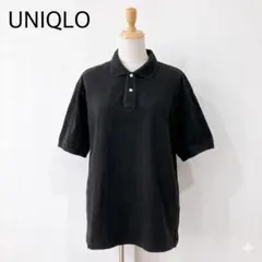 オールドユニクロ　鹿の子 半袖ポロシャツ XL 黒 ビジネス カジュアル