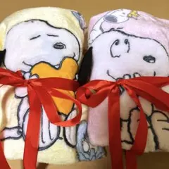 スヌーピー ブランケット イエロー ピンク