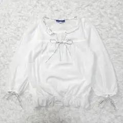 【美品】バーバリーブルーレーベル 長袖カットソー リボン ホワイト Mサイズ