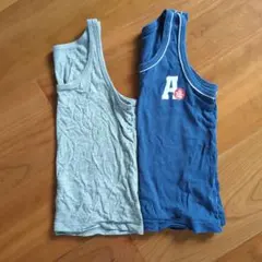 タンクトップ 2枚セット グレーと青 110