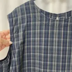 ebureエブール今季完売キュプラリネンチェック ノースリーブワンピース