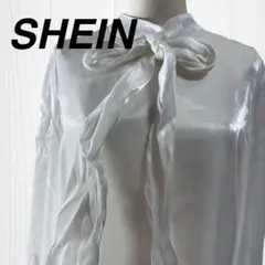 ツーイン 長袖ボウタイリボンブラウス 涙開きボタン 袖口三つボタン Lサイズ