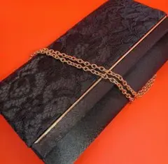 2way 結婚式 二次会 お呼ばれ ブラック ショルダーバッグ　ふくさ付