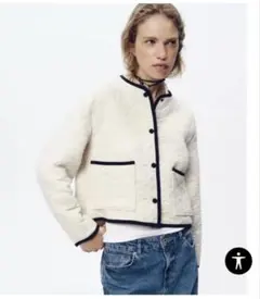 ZARA パイピング&フラワーステッチ　キルティングジャケット完売品