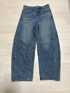 GU ダークブルー バレルレックジーンズ Lサイズ