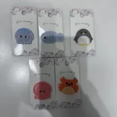 5個セット★ベビー　キッズ　ヘアコームピン　ヘアピン　海の生き物　ペンギン