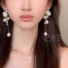 ゴールドチェーン パールピアス ☆ ブライダル ジュエリー 結婚式 アクセサリー