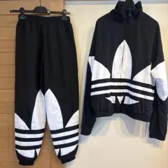 美品　adidas ビッグトレフォイル ナイロンジャケット セットアップ
