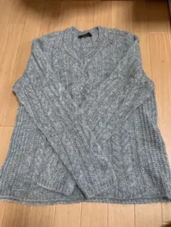 COMME CA MEN グレー ケーブルニットセーター