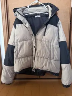 WEGO フード付きダウンジャケット ベージュ・ブラック　中綿　ダウン