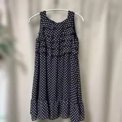 KUMIKYOKU ネイビー ドット柄 ワンピース L 組曲 120