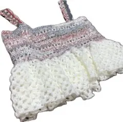 かぎ針編み フリル付きキャミソール　ビスチェ　ハンドメイド　手編み