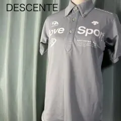 DESCENTE Move Sport ポロシャツ グレー ロゴ 半袖 Mのサムネイル