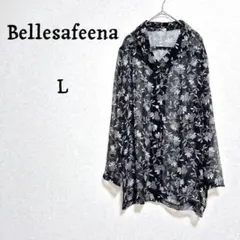 ベルサフィーナ　大きめサイズ　シアーロングシャツ　小花柄オーバーチュニック　L