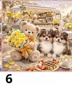 オーダーページ　ハンカチ148 くま　花束わんこ柄ハンドメイド3/17