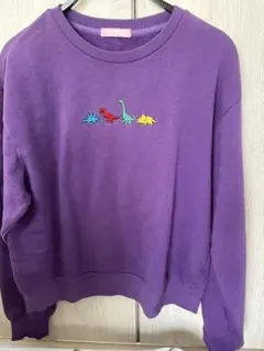 W♥C 恐竜刺繍 紫 トレーナー
