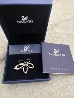 Swarovski シルバーリボンブローチ 証明書付き