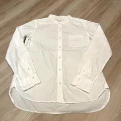 美品　無印良品　白シャツ　オックススタンドカラー長袖シャツ　L