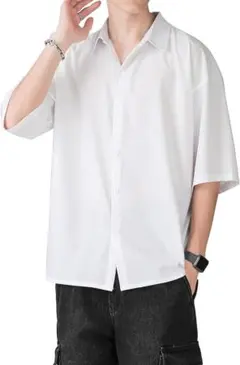 シャツ メンズ 半袖 長袖 ゆったり 通気性 吸汗速乾 無地 薄手 柔らかい