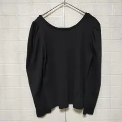 GU　 (XL)　リブ2WAYボリュームスリーブT　ブラック　大きいサイズ