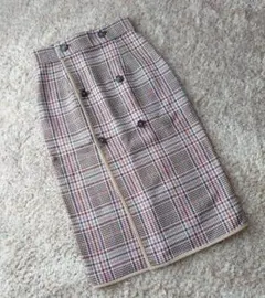 ロペピクニック チェック スカート チェック柄ダブルボタンタイトスカート