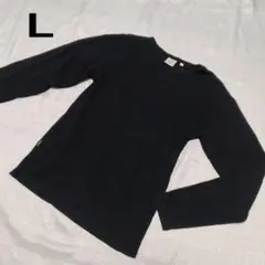 アヴィレックス　Tシャツ Vネック 長袖　黒　ブラック　L