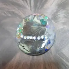 ♥️346♡天然石鼻先にバタフライ猫ヘアゴム　猫ポニーフック