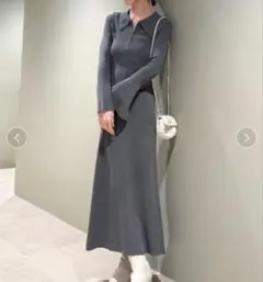 Sustainableスキッパーニットワンピース