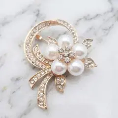 ブローチ パール コサージュ サークルE ゴールド 卒業式 入園式 結婚式