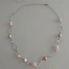 ピンクビーズネックレス　ハンドメイド