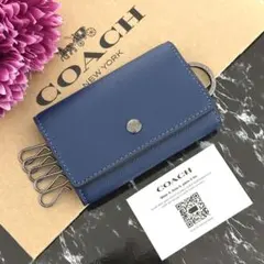 59 限定カラー 新品 COACHキーケース コーチ ブルー キーケース - メルカリ