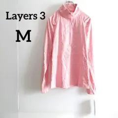 一点物 Layers 3 ピンク ハーフジップ 長袖T シャツ タグ付き M