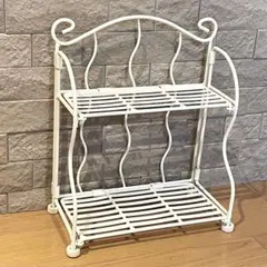 アイアンラック　アンティーク風　折りたたみ式　フレンチカントリー　オフホワイト