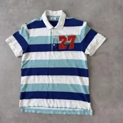 19983 LACOSTE 刺繍ロゴ ボーダー 半袖 ポロシャツのサムネイル