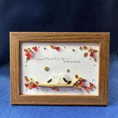 シーグラスアート　シマエナガのmerry Christmas