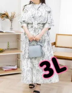 CLETTE 袖フリル 花柄 원피스 3L