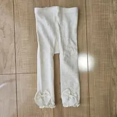 新品 cottoli コトリ リボンつきレギンスパンツ 75 オートミール 白