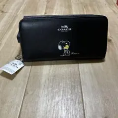 COACH スヌーピー コラボ長財布 ブラック高級