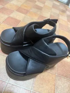最終価格 SHISEI W CROSS SLIPON / BLACK 24cm - メルカリ