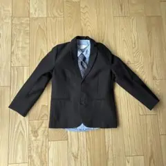 H&M 120cm ブラックジャケット シャツ ネクタイ　セット