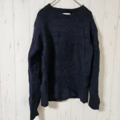 UNIQLO【XS】ユニクロ ネイビー クルーネック 厚手 大人カジュアル