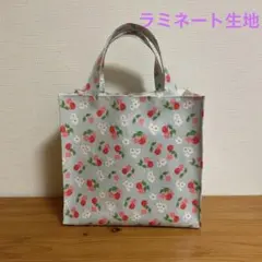 ミニ紙袋風トートバッグ(ラミネート)☆小花とチェリー☆ハンドメイド