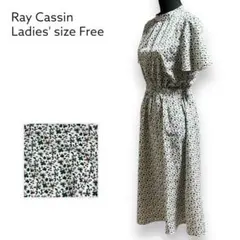 Ray Cassin　花柄半袖ワンピース　フレアスリーブ　ウエストゴム